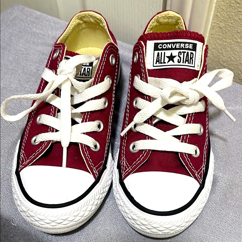 Converse Red and White Sneakers with Iconic Toe Cap
